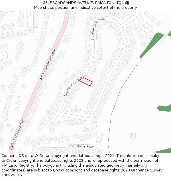35, BROADSANDS AVENUE, PAIGNTON, TQ4 6JJ: Location map and indicative extent of plot