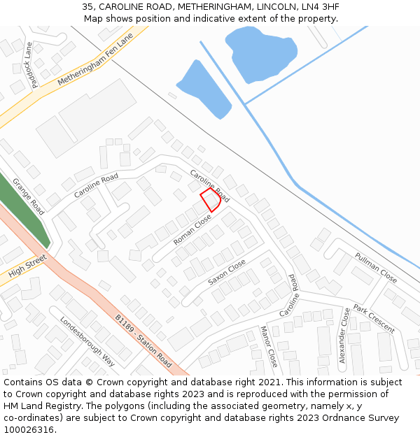 35, CAROLINE ROAD, METHERINGHAM, LINCOLN, LN4 3HF: Location map and indicative extent of plot