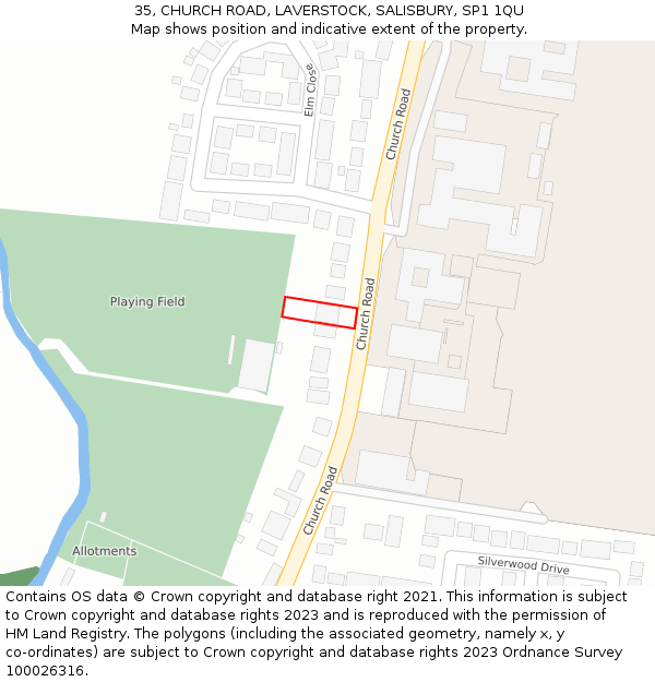 35, CHURCH ROAD, LAVERSTOCK, SALISBURY, SP1 1QU: Location map and indicative extent of plot