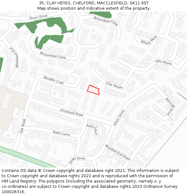 35, CLAY HEYES, CHELFORD, MACCLESFIELD, SK11 9ST: Location map and indicative extent of plot