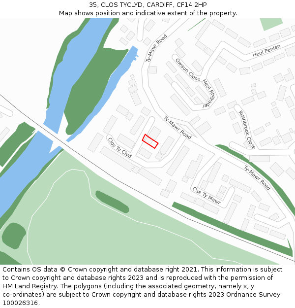 35, CLOS TYCLYD, CARDIFF, CF14 2HP: Location map and indicative extent of plot