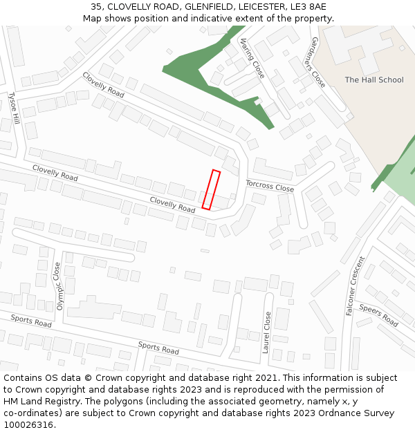 35, CLOVELLY ROAD, GLENFIELD, LEICESTER, LE3 8AE: Location map and indicative extent of plot