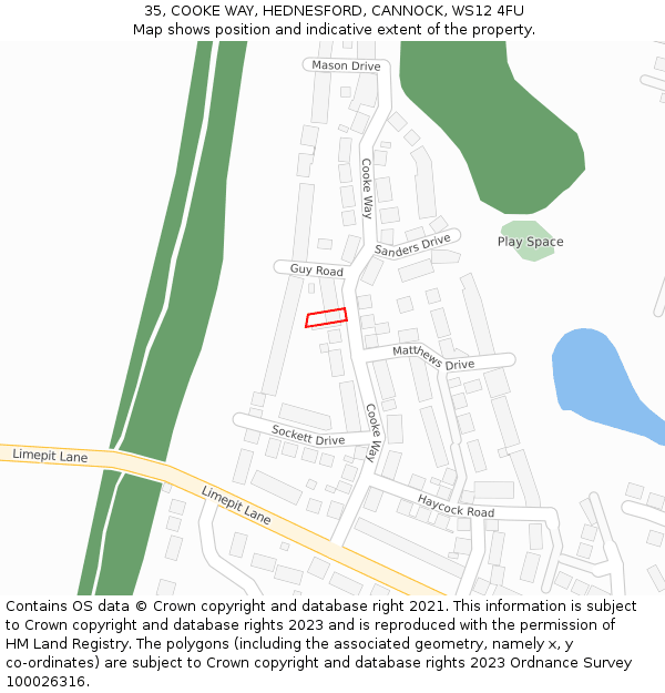 35, COOKE WAY, HEDNESFORD, CANNOCK, WS12 4FU: Location map and indicative extent of plot