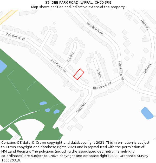 35, DEE PARK ROAD, WIRRAL, CH60 3RG: Location map and indicative extent of plot
