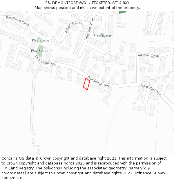 35, DEMONTFORT WAY, UTTOXETER, ST14 8XY: Location map and indicative extent of plot