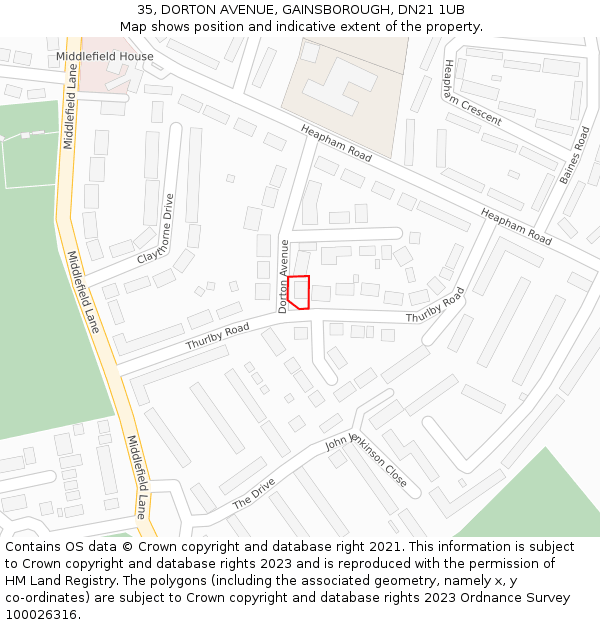 35, DORTON AVENUE, GAINSBOROUGH, DN21 1UB: Location map and indicative extent of plot