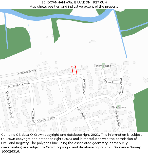 35, DOWNHAM WAY, BRANDON, IP27 0UH: Location map and indicative extent of plot