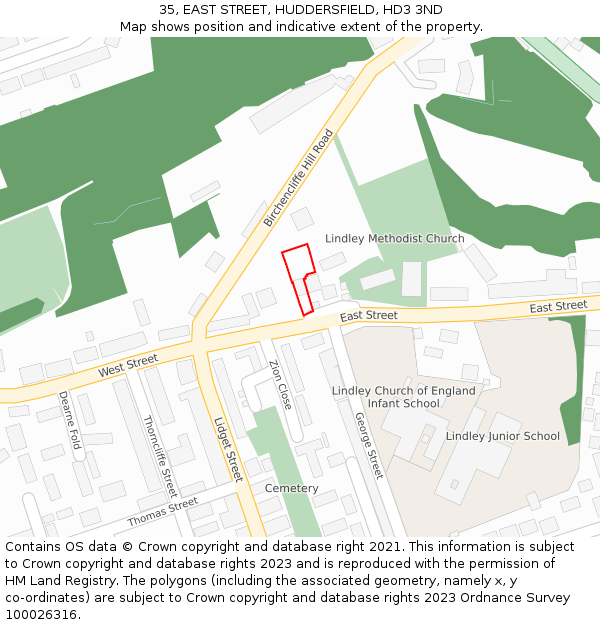35, EAST STREET, HUDDERSFIELD, HD3 3ND: Location map and indicative extent of plot
