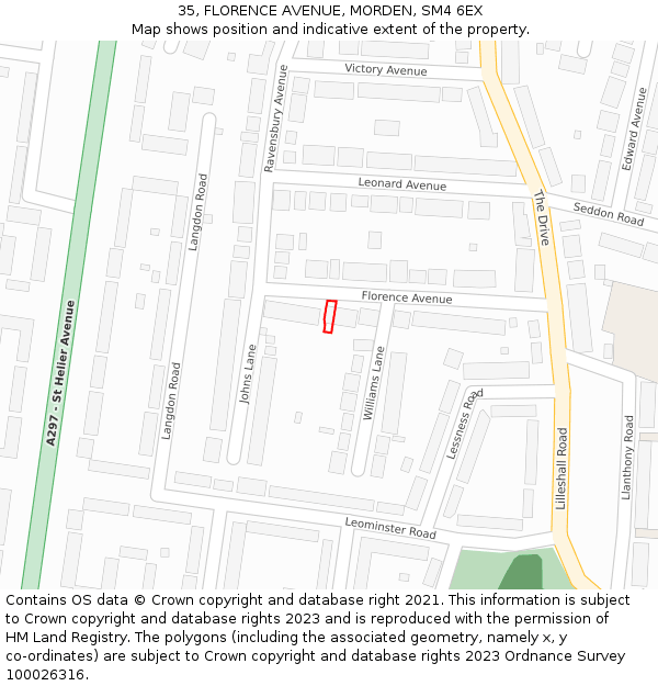 35, FLORENCE AVENUE, MORDEN, SM4 6EX: Location map and indicative extent of plot