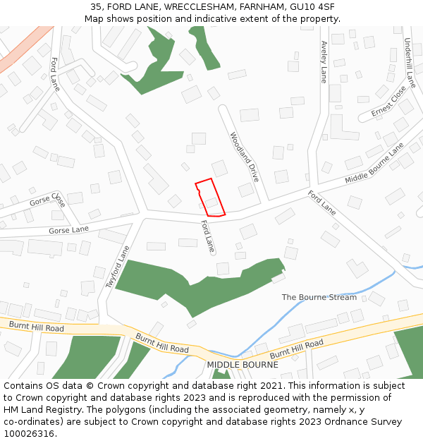 35, FORD LANE, WRECCLESHAM, FARNHAM, GU10 4SF: Location map and indicative extent of plot