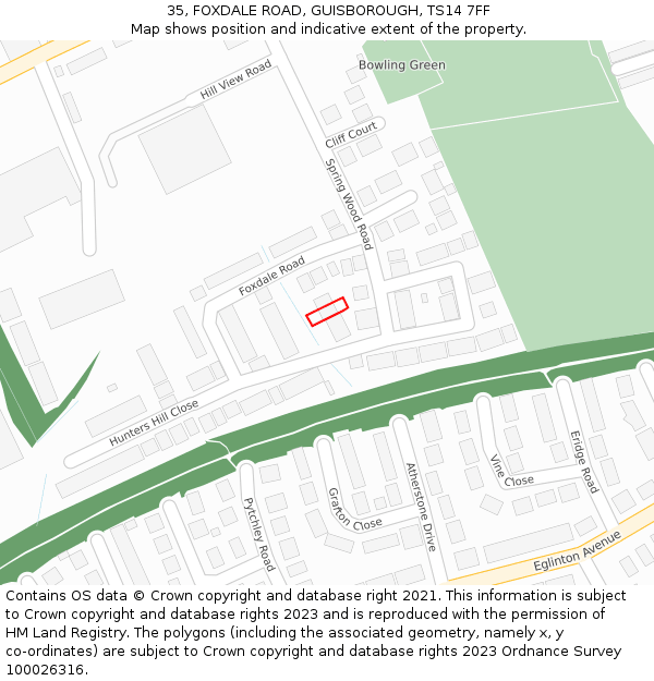 35, FOXDALE ROAD, GUISBOROUGH, TS14 7FF: Location map and indicative extent of plot