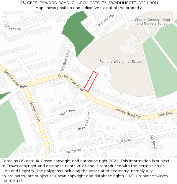 35, GRESLEY WOOD ROAD, CHURCH GRESLEY, SWADLINCOTE, DE11 9QN: Location map and indicative extent of plot