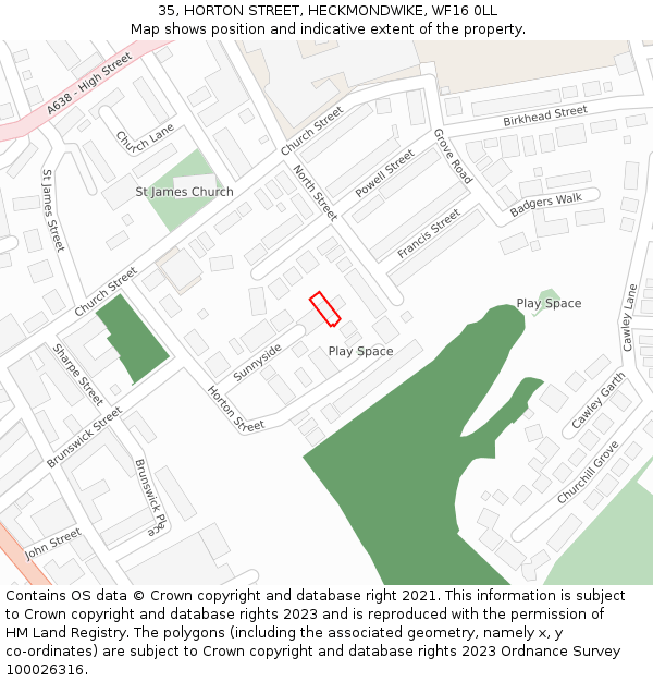 35, HORTON STREET, HECKMONDWIKE, WF16 0LL: Location map and indicative extent of plot