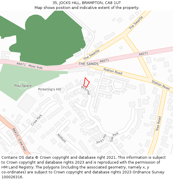 35, JOCKS HILL, BRAMPTON, CA8 1UT: Location map and indicative extent of plot