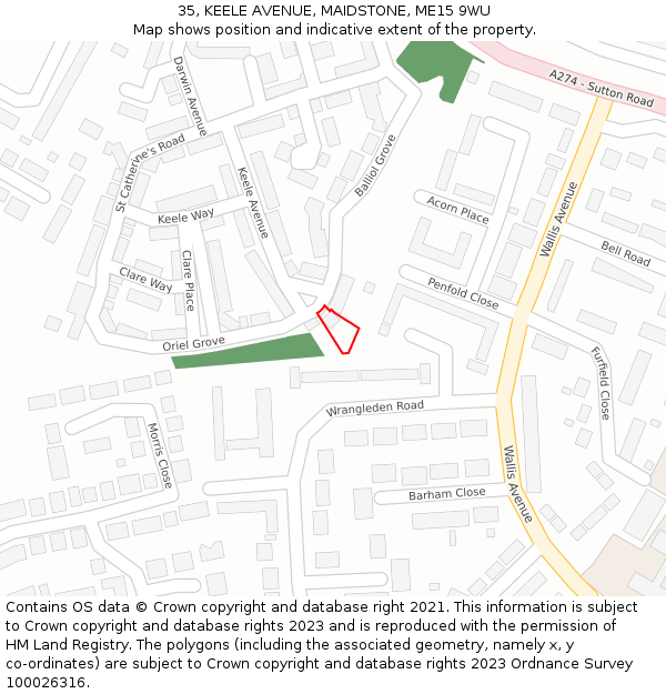 35, KEELE AVENUE, MAIDSTONE, ME15 9WU: Location map and indicative extent of plot
