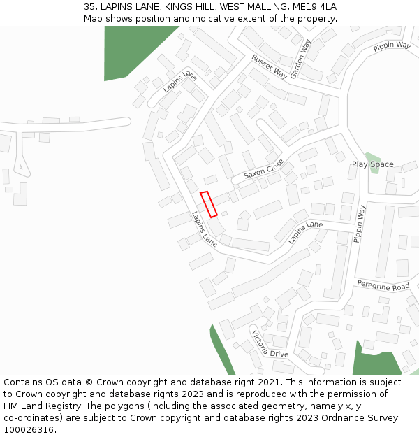 35, LAPINS LANE, KINGS HILL, WEST MALLING, ME19 4LA: Location map and indicative extent of plot