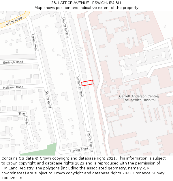 35, LATTICE AVENUE, IPSWICH, IP4 5LL: Location map and indicative extent of plot