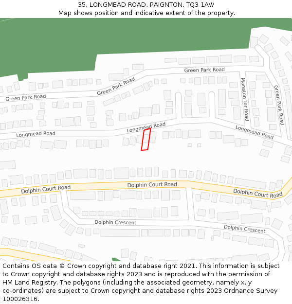 35, LONGMEAD ROAD, PAIGNTON, TQ3 1AW: Location map and indicative extent of plot