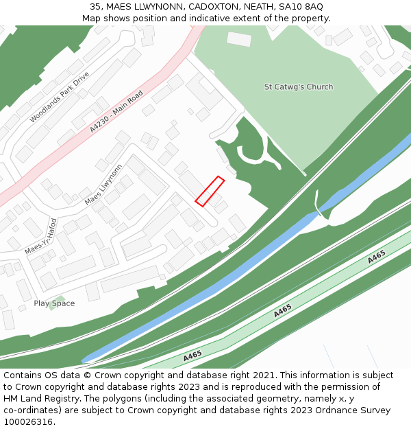 35, MAES LLWYNONN, CADOXTON, NEATH, SA10 8AQ: Location map and indicative extent of plot