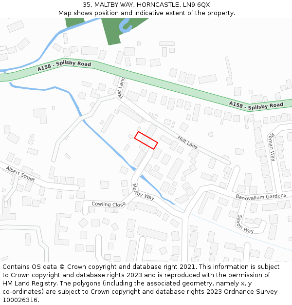 35, MALTBY WAY, HORNCASTLE, LN9 6QX: Location map and indicative extent of plot