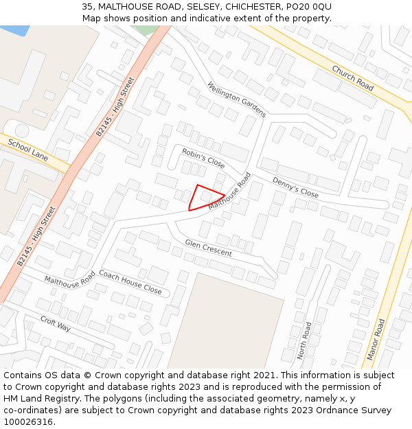 35, MALTHOUSE ROAD, SELSEY, CHICHESTER, PO20 0QU: Location map and indicative extent of plot