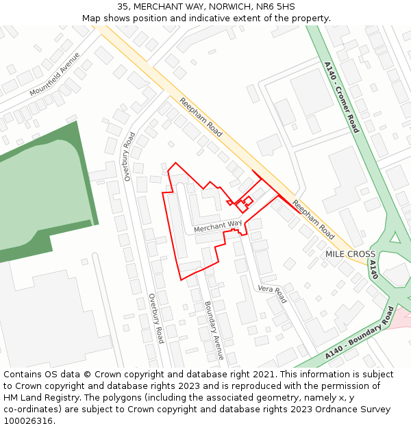 35, MERCHANT WAY, NORWICH, NR6 5HS: Location map and indicative extent of plot