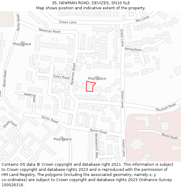 35, NEWMAN ROAD, DEVIZES, SN10 5LE: Location map and indicative extent of plot