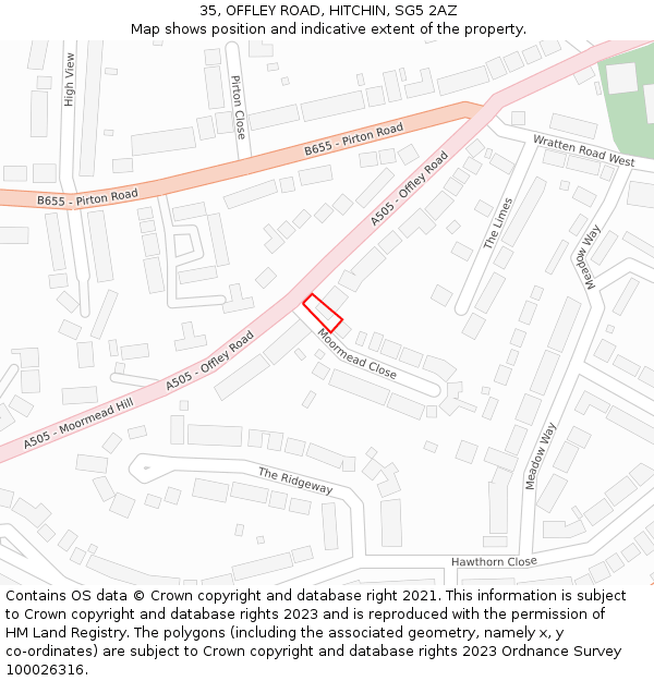 35, OFFLEY ROAD, HITCHIN, SG5 2AZ: Location map and indicative extent of plot