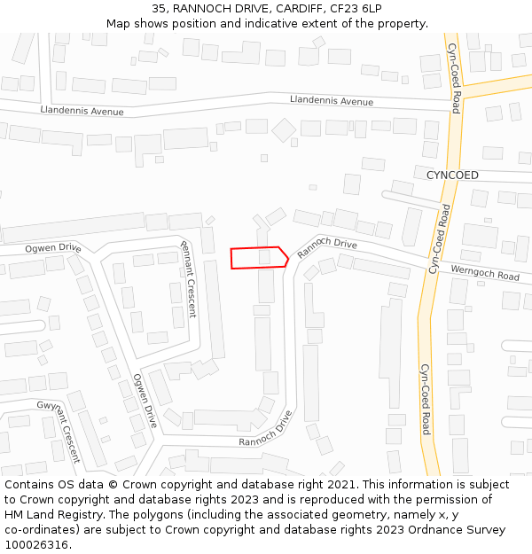 35, RANNOCH DRIVE, CARDIFF, CF23 6LP: Location map and indicative extent of plot