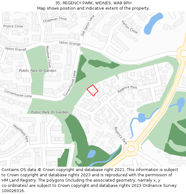 35, REGENCY PARK, WIDNES, WA8 9PH: Location map and indicative extent of plot