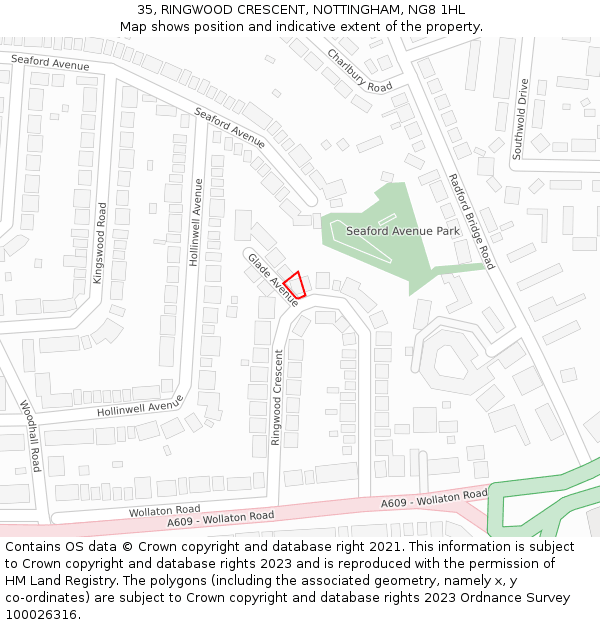 35, RINGWOOD CRESCENT, NOTTINGHAM, NG8 1HL: Location map and indicative extent of plot