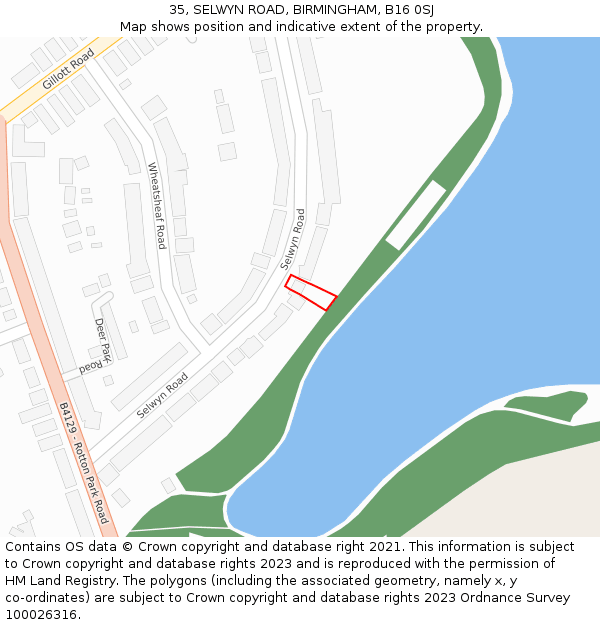 35, SELWYN ROAD, BIRMINGHAM, B16 0SJ: Location map and indicative extent of plot