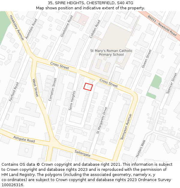 35, SPIRE HEIGHTS, CHESTERFIELD, S40 4TG: Location map and indicative extent of plot