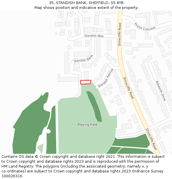 35, STANDISH BANK, SHEFFIELD, S5 8YB: Location map and indicative extent of plot