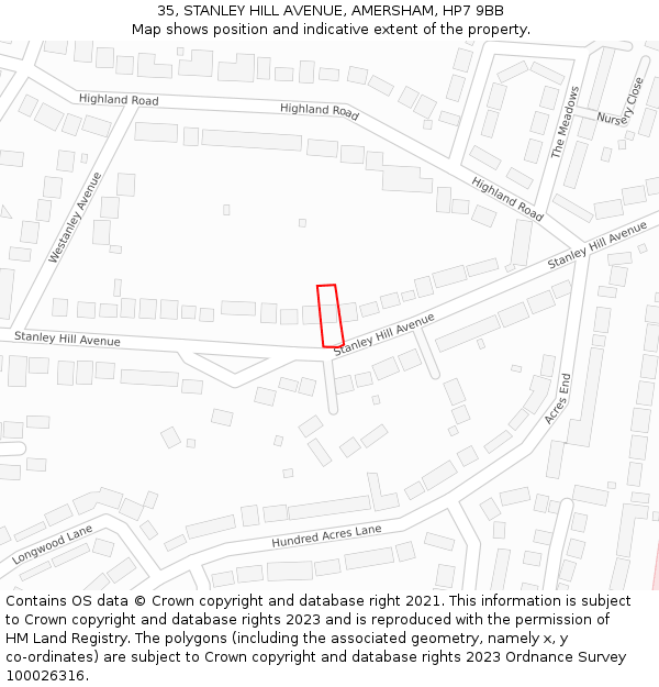 35, STANLEY HILL AVENUE, AMERSHAM, HP7 9BB: Location map and indicative extent of plot
