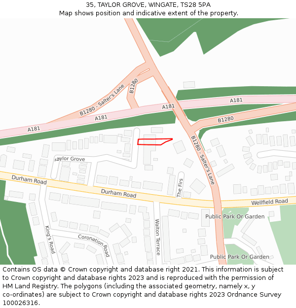 35, TAYLOR GROVE, WINGATE, TS28 5PA: Location map and indicative extent of plot