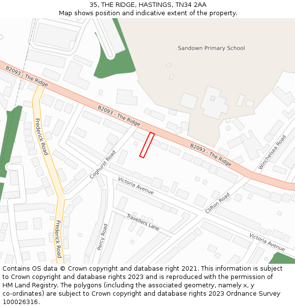 35, THE RIDGE, HASTINGS, TN34 2AA: Location map and indicative extent of plot