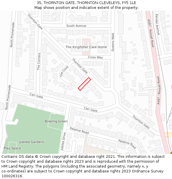 35, THORNTON GATE, THORNTON-CLEVELEYS, FY5 1LE: Location map and indicative extent of plot