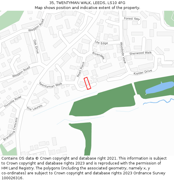 35, TWENTYMAN WALK, LEEDS, LS10 4FG: Location map and indicative extent of plot