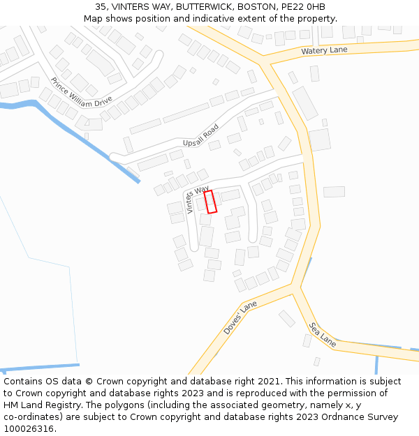 35, VINTERS WAY, BUTTERWICK, BOSTON, PE22 0HB: Location map and indicative extent of plot