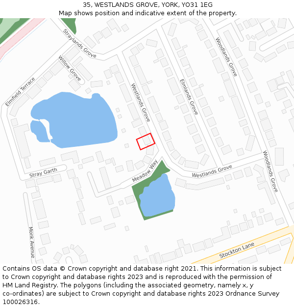 35, WESTLANDS GROVE, YORK, YO31 1EG: Location map and indicative extent of plot