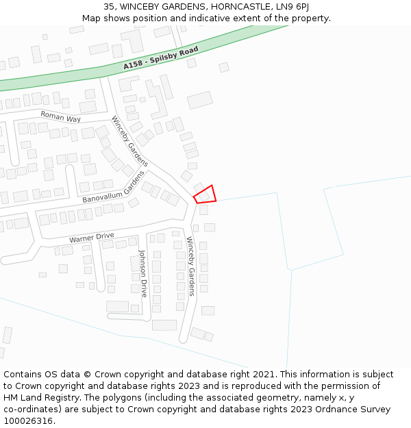 35, WINCEBY GARDENS, HORNCASTLE, LN9 6PJ: Location map and indicative extent of plot