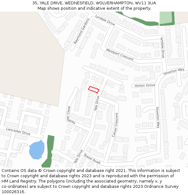 35, YALE DRIVE, WEDNESFIELD, WOLVERHAMPTON, WV11 3UA: Location map and indicative extent of plot