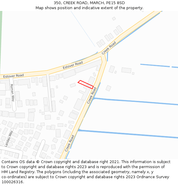 350, CREEK ROAD, MARCH, PE15 8SD: Location map and indicative extent of plot