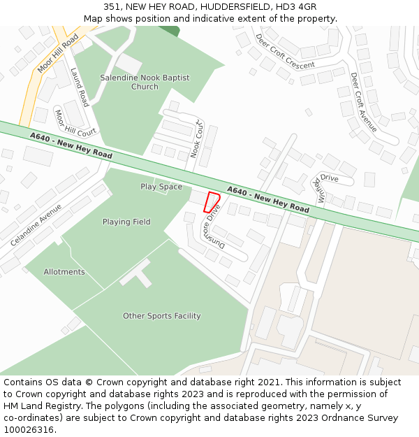 351, NEW HEY ROAD, HUDDERSFIELD, HD3 4GR: Location map and indicative extent of plot