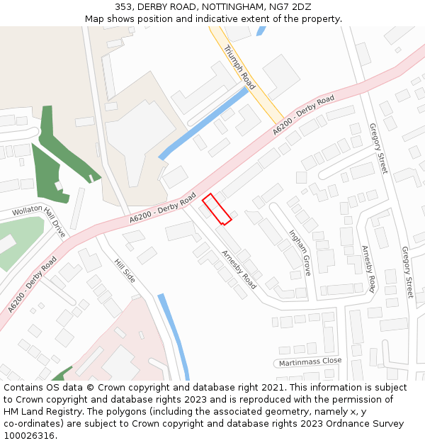 353, DERBY ROAD, NOTTINGHAM, NG7 2DZ: Location map and indicative extent of plot