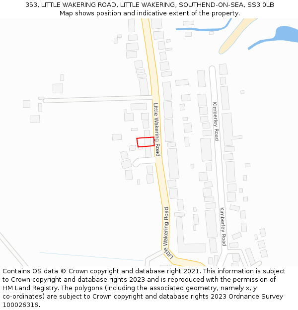 353, LITTLE WAKERING ROAD, LITTLE WAKERING, SOUTHEND-ON-SEA, SS3 0LB: Location map and indicative extent of plot