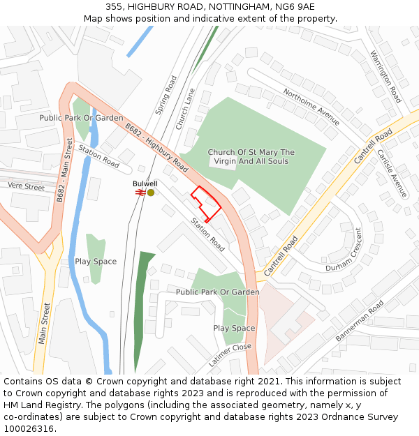 355, HIGHBURY ROAD, NOTTINGHAM, NG6 9AE: Location map and indicative extent of plot