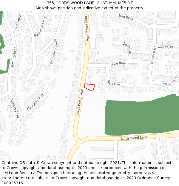 355, LORDS WOOD LANE, CHATHAM, ME5 8JT: Location map and indicative extent of plot
