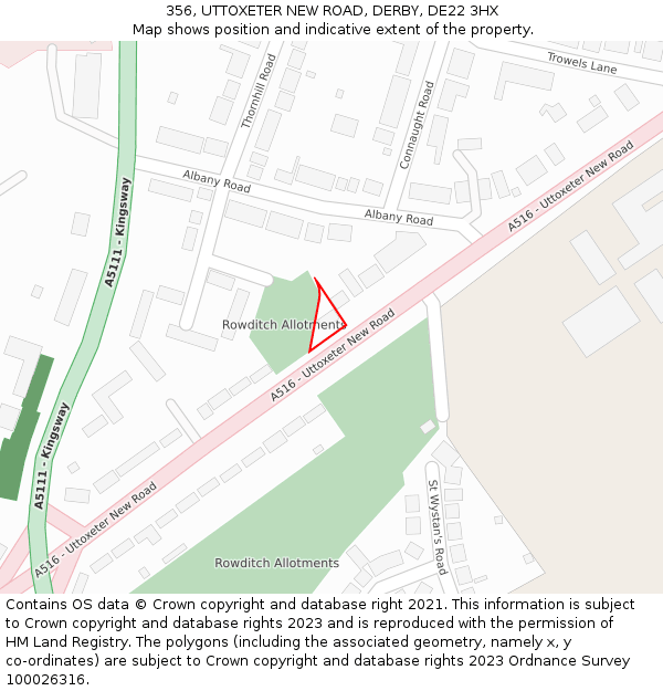 356, UTTOXETER NEW ROAD, DERBY, DE22 3HX: Location map and indicative extent of plot